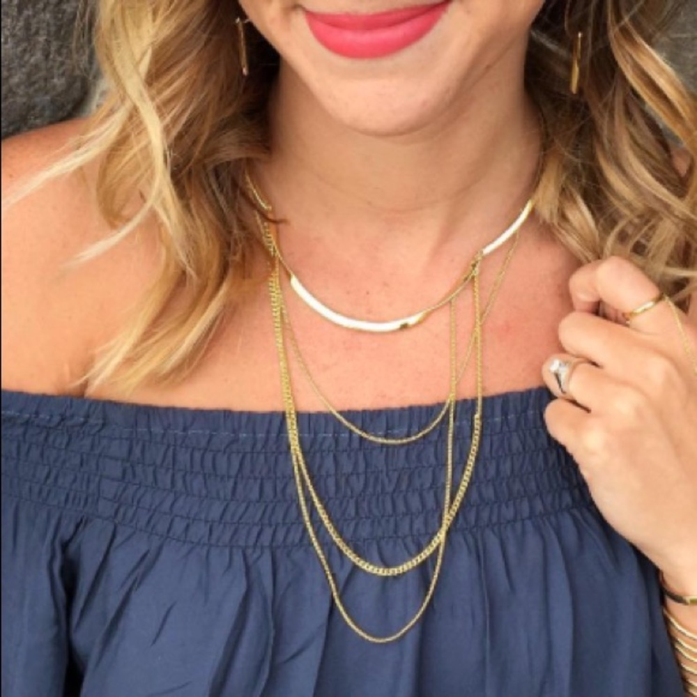 Stella & Dot Gold and White Layered Necklace
